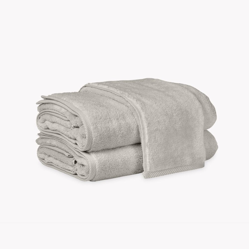 Matouk Milagro towel set in sterling grey, 2 bath towels and 2 hand towels